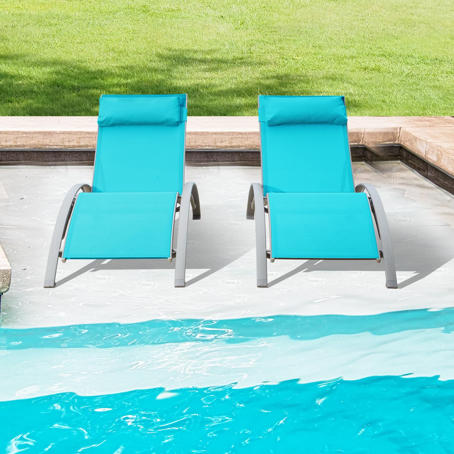 Deck Chair Lounger - Lettini Prendisole in Alluminio per Esterni,
