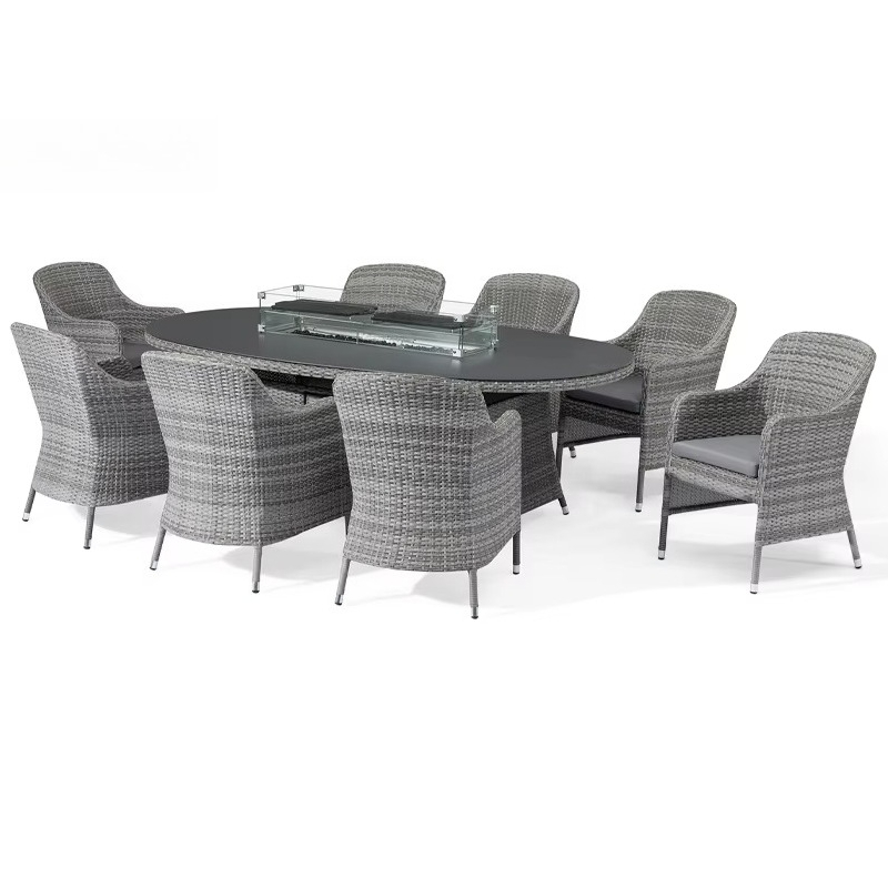 Outdoor Furniture Set With Fire Pit - Set da Giardino Moderno in Rattan