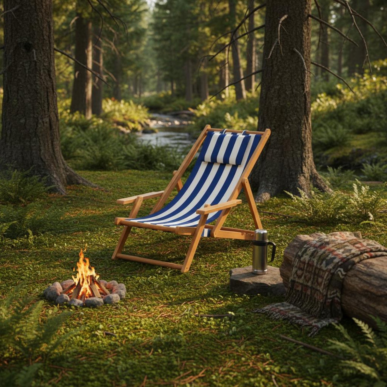 Deck Chair Lounger - Sdraio da Spiaggia in Tela Reclinabile