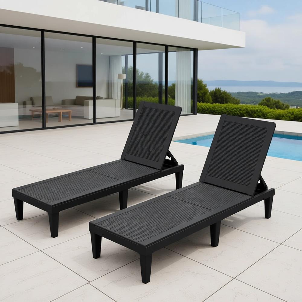 Deck Chair Lounger - Set di 2 sedie con schienale