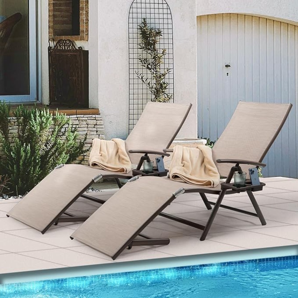 Deck Chair Lounger - Poltrona lounge reclinabile in alluminio, perfetta