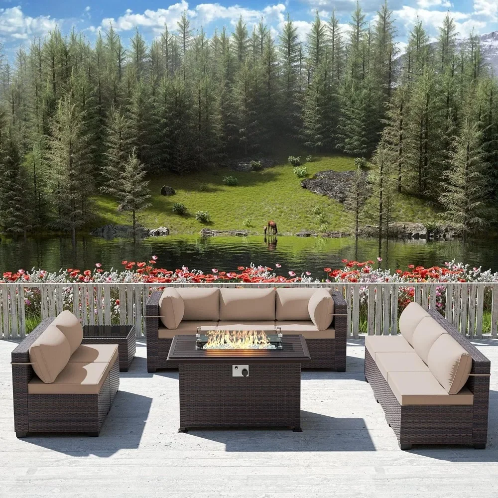 Outdoor Furniture Set With Fire Pit - -Set di mobili da patio con