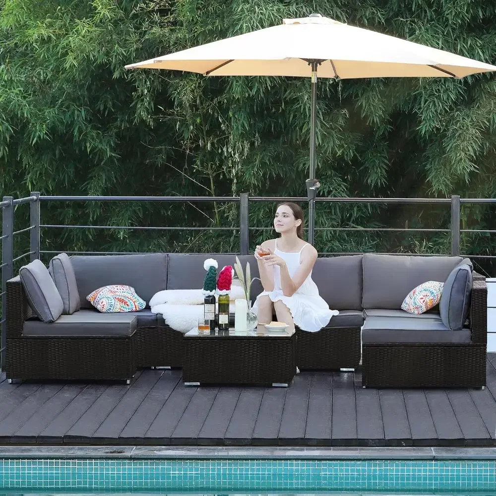 Outdoor Furniture Grey - Set di mobili da giardino componibili