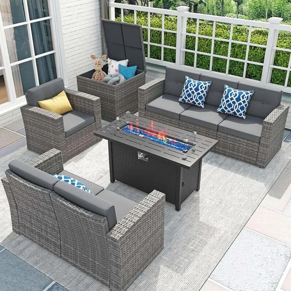 Outdoor Furniture Set With Fire Pit - Set di Mobili da Giardino in