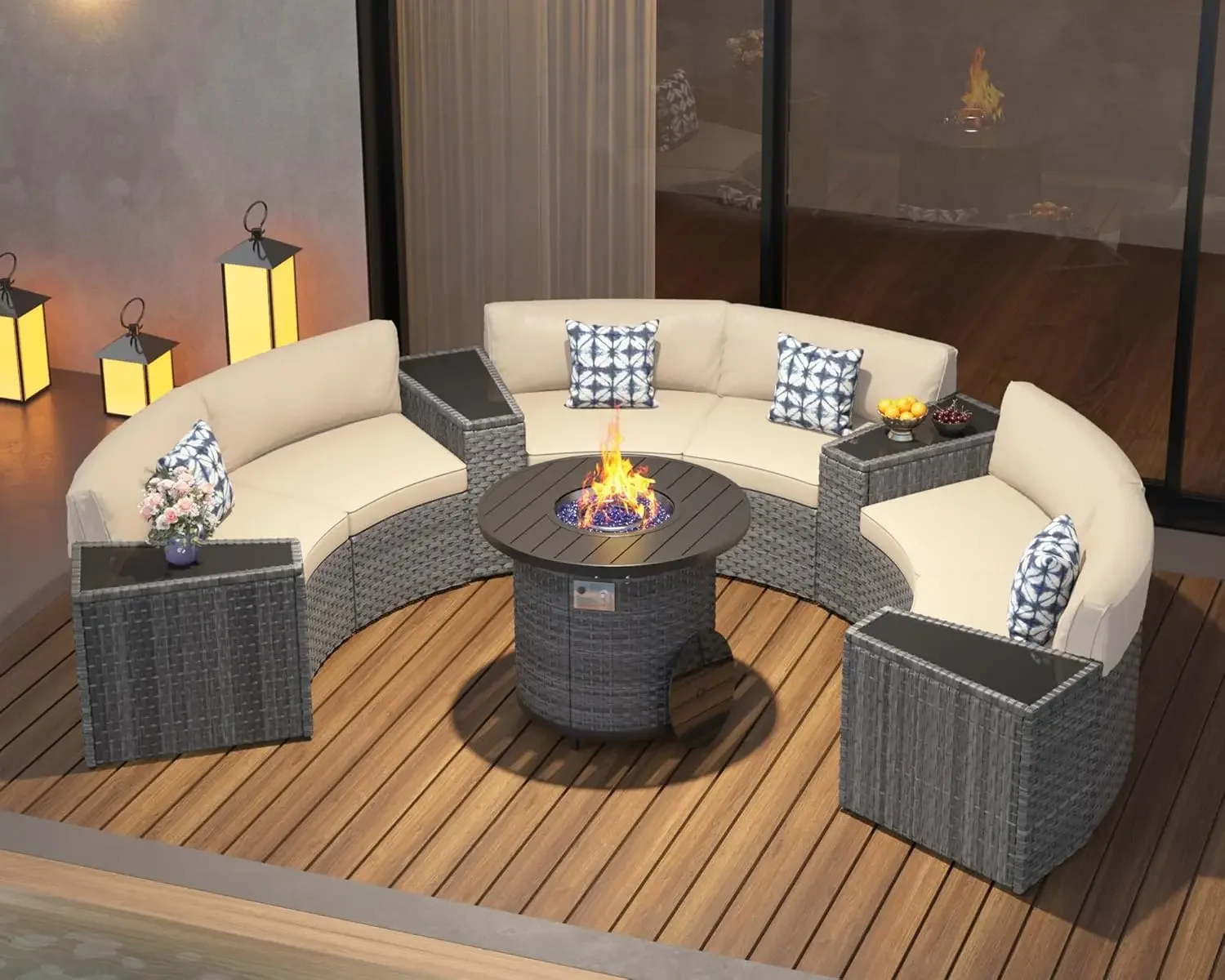 Outdoor Furniture Set With Fire Pit - l Set di mobili da giardino