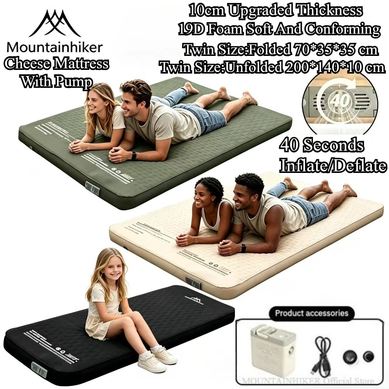 Outdoor Furniture Pads - Materasso Gonfiabile Portatile con Spugna Rinforzata,