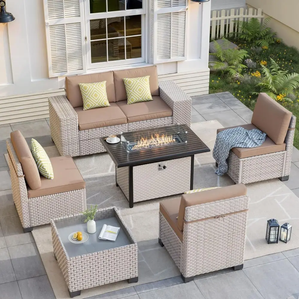 Outdoor Furniture Set With Fire Pit - Set di Mobili da Esterno a