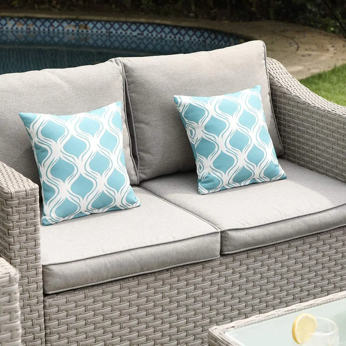 Outdoor Furniture Set With Fire Pit - -Mobili da esterno Divano componibile in