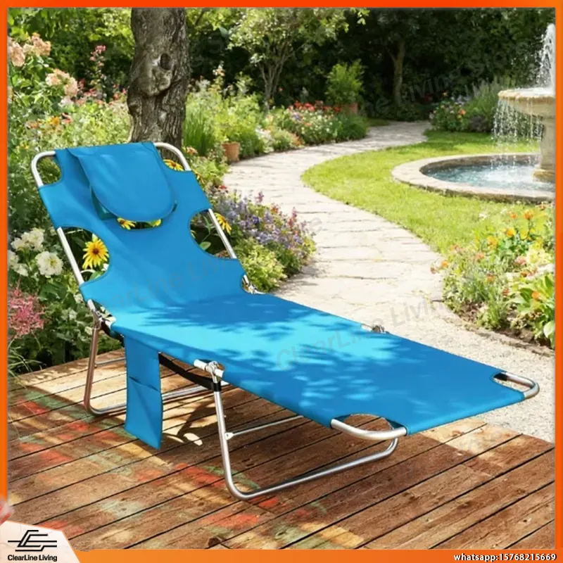 Deck Chair Lounger - Sdraio da Esterno Azzurra per Patio,
