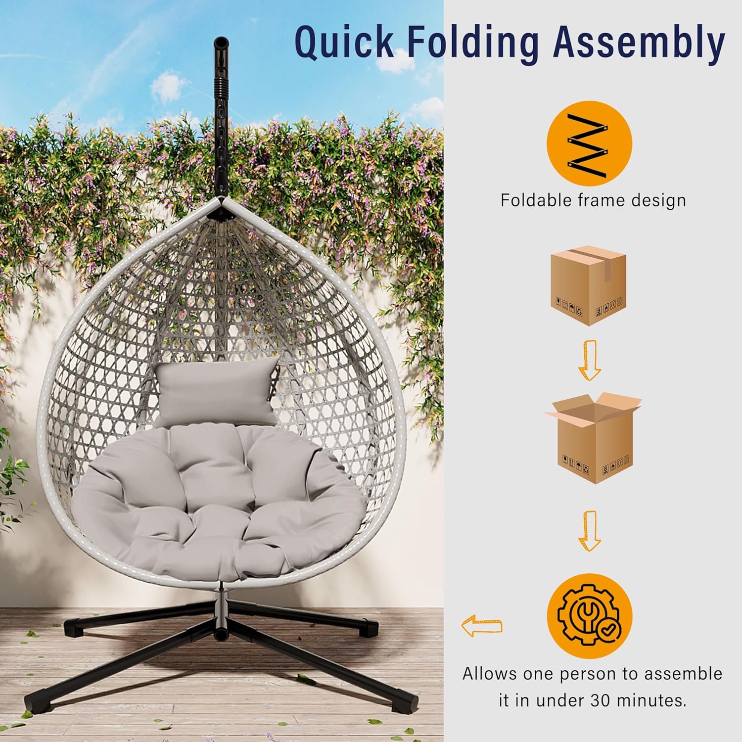 Sedia a dondolo pieghevole in  - Hanging Egg Chair recensione e prezzo