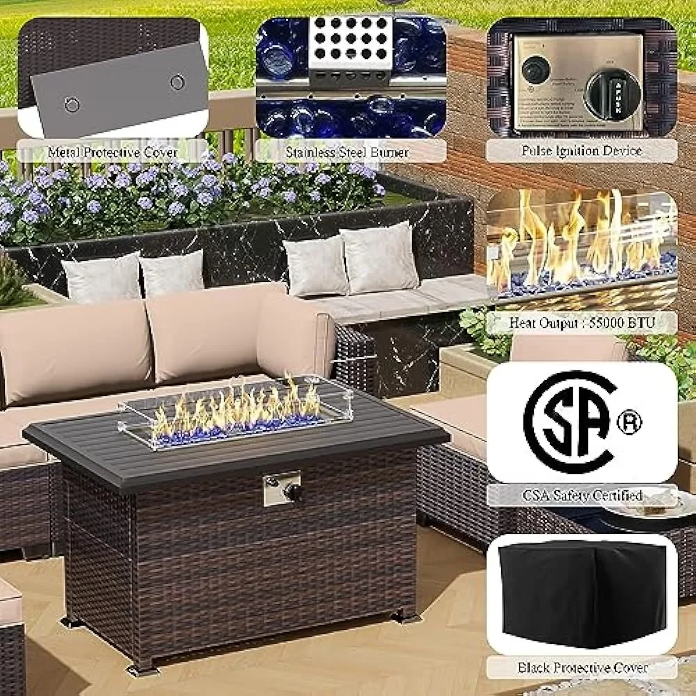-Set di mobili da patio con ta - Outdoor Furniture Set With Fire Pit recensione e prezzo