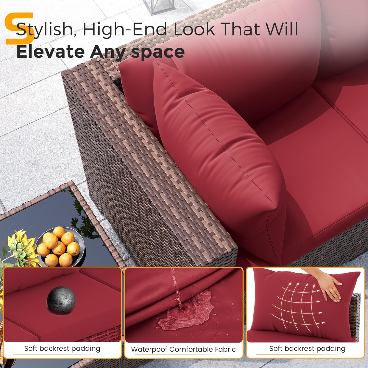 Set Divano Sezionale in Vimini - Outdoor Furniture Set With Fire Pit recensione e prezzo