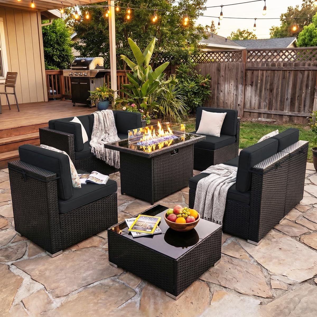 Set di Mobili da Giardino 8 Pe - Outdoor Furniture Set With Fire Pit recensione e prezzo