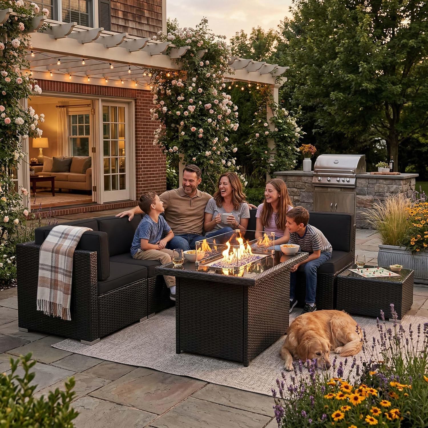 Set di Mobili da Giardino 8 Pe - Outdoor Furniture Set With Fire Pit recensione e prezzo