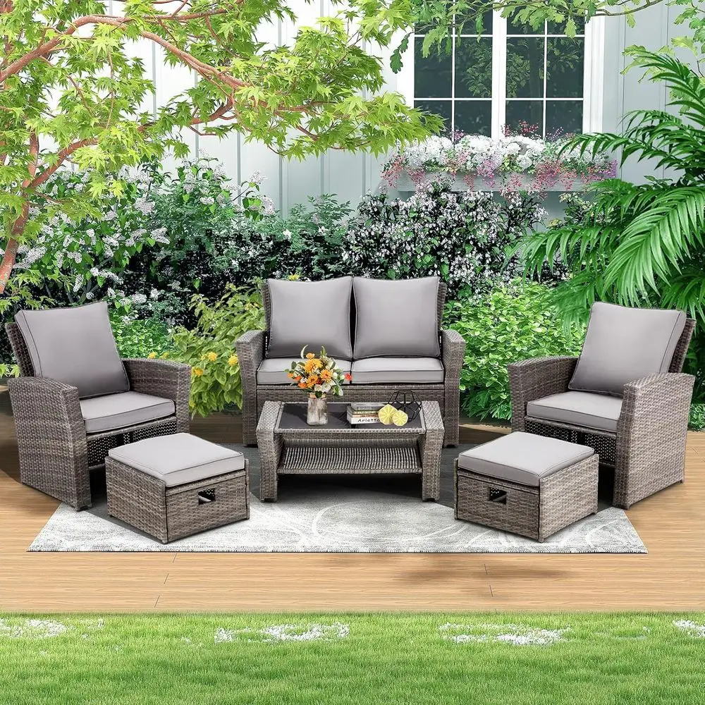 Set di Mobili da Esterno in 6  - Outdoor Furniture Grey recensione e prezzo
