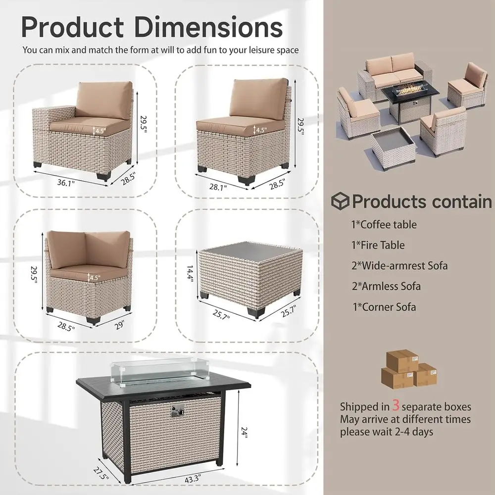 Set di Mobili da Esterno a 7 P - Outdoor Furniture Set With Fire Pit recensione e prezzo