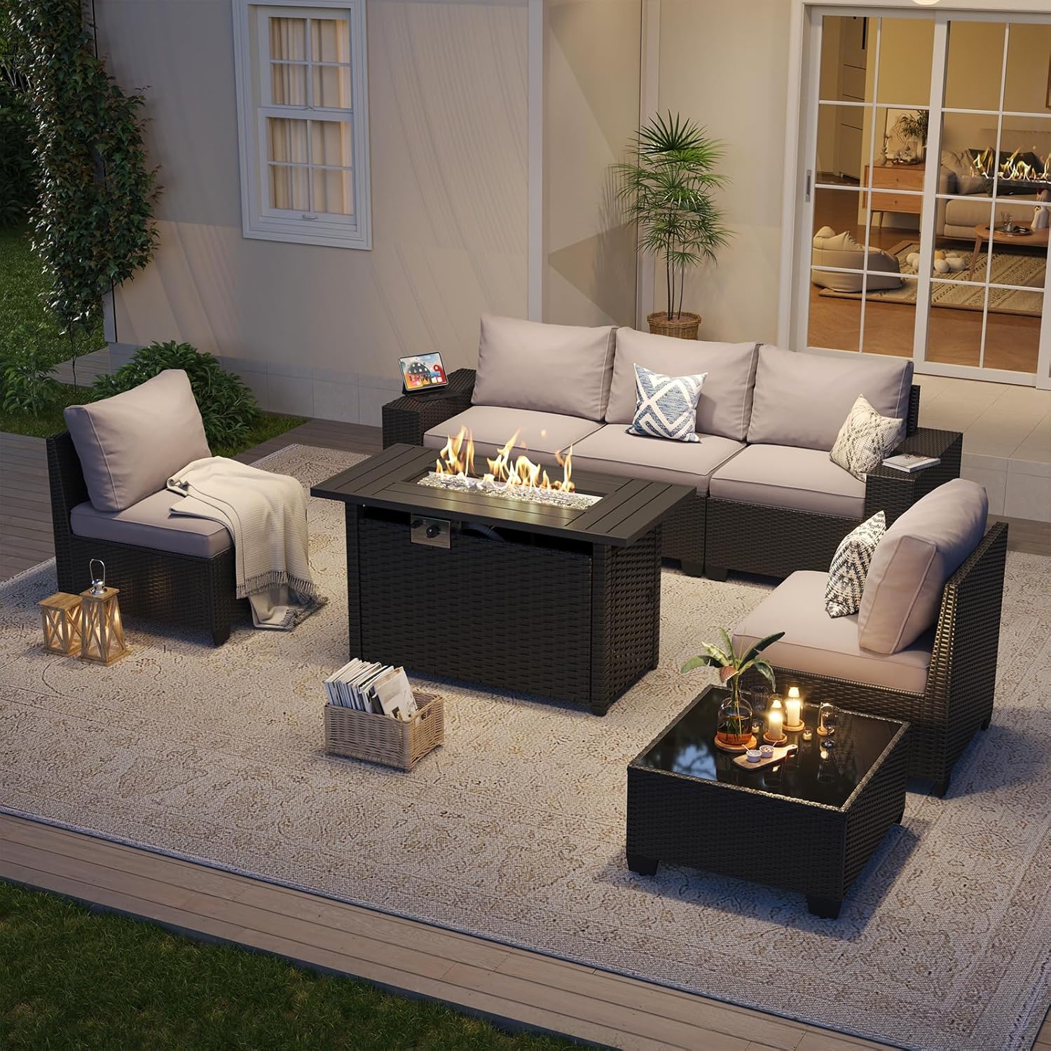 Set di Mobili da Esterno con T - Outdoor Furniture Set With Fire Pit recensione e prezzo