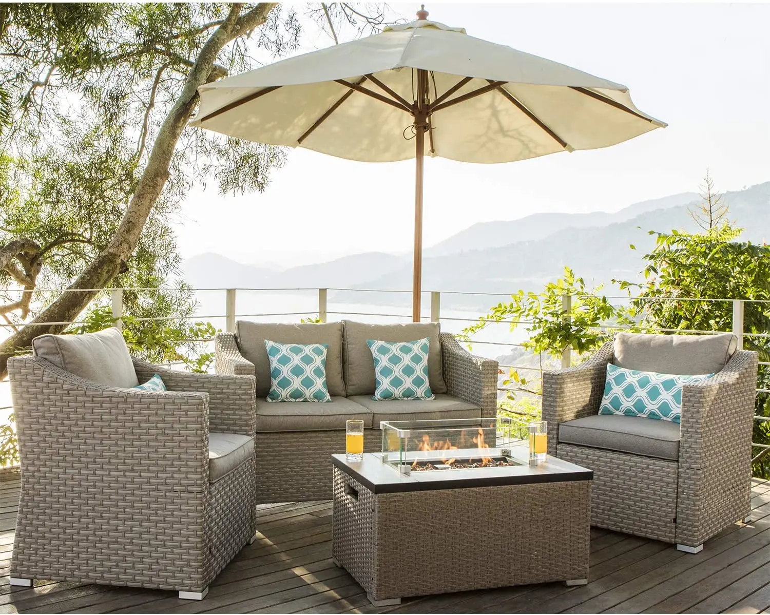 -Mobili da esterno Divano comp - Outdoor Furniture Set With Fire Pit recensione e prezzo