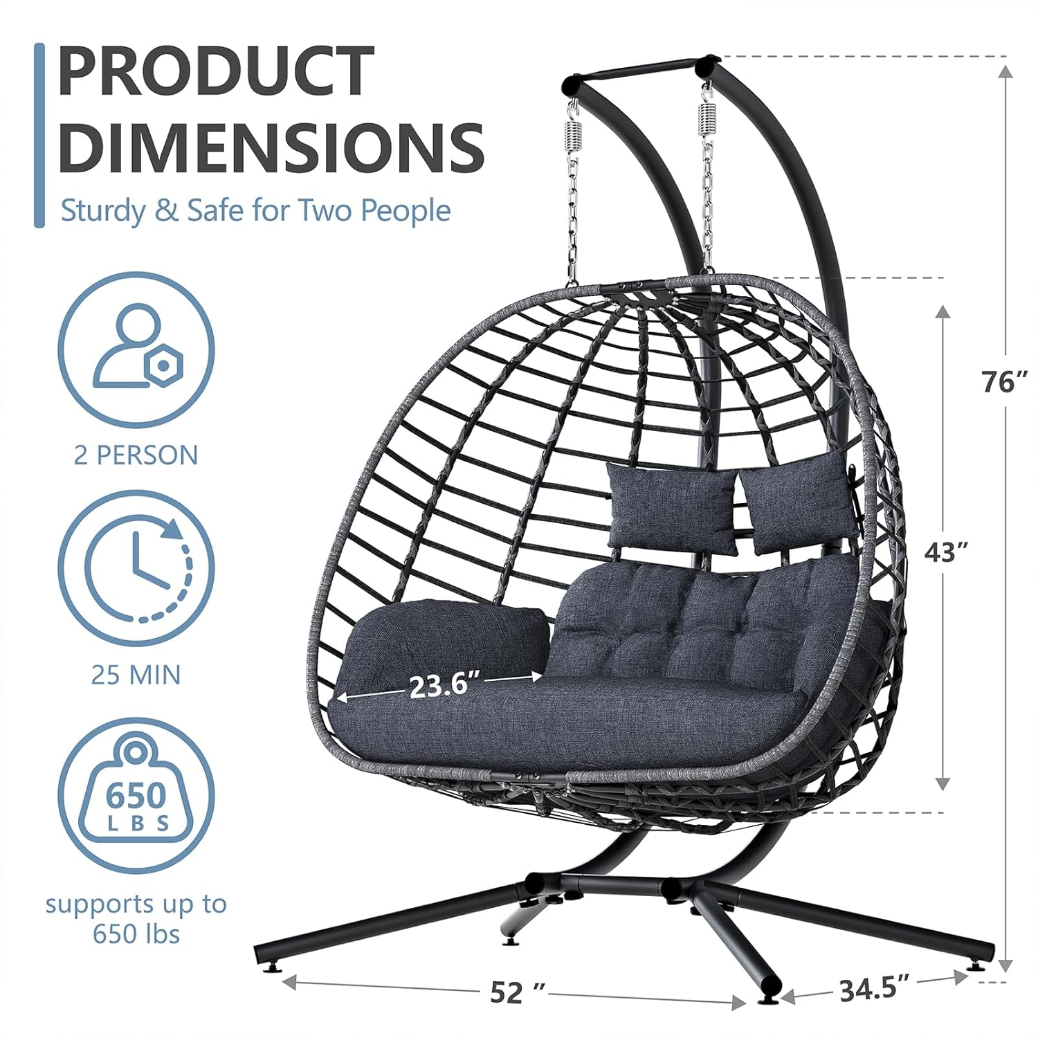 Sedia a dondolo a forma di uov - Outdoor Furniture Grey recensione e prezzo