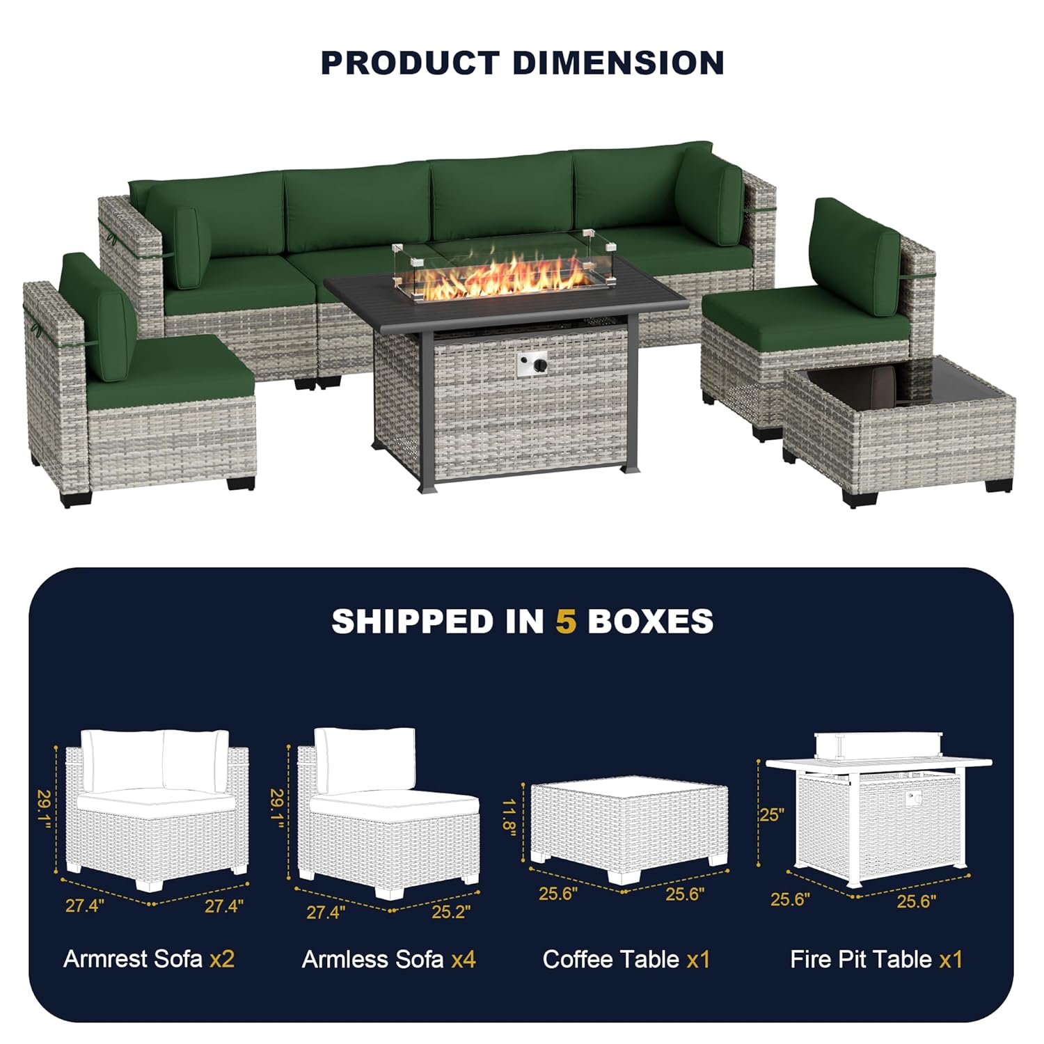 Set di Mobili da Esterno a 8 P - Outdoor Furniture Set With Fire Pit recensione e prezzo