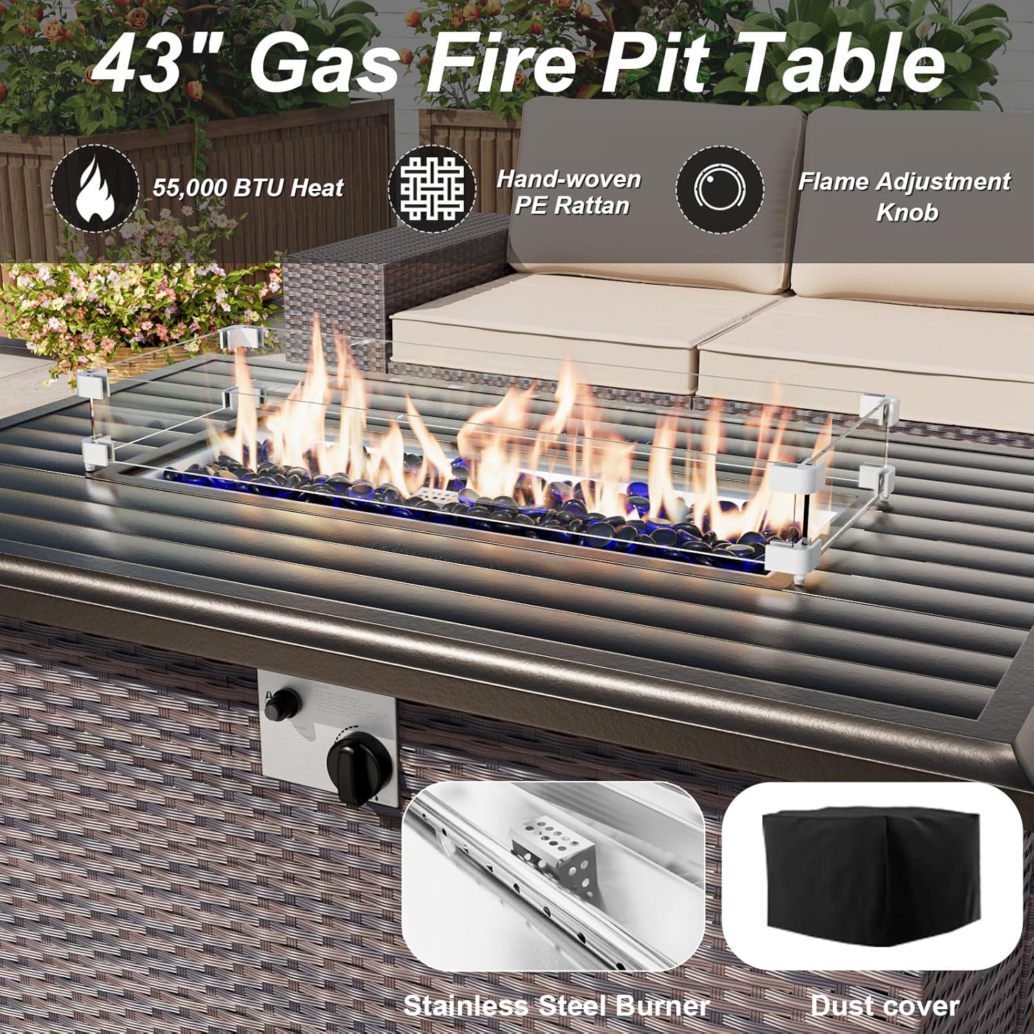 Set di Mobili da Giardino con  - Outdoor Furniture Set With Fire Pit recensione e prezzo