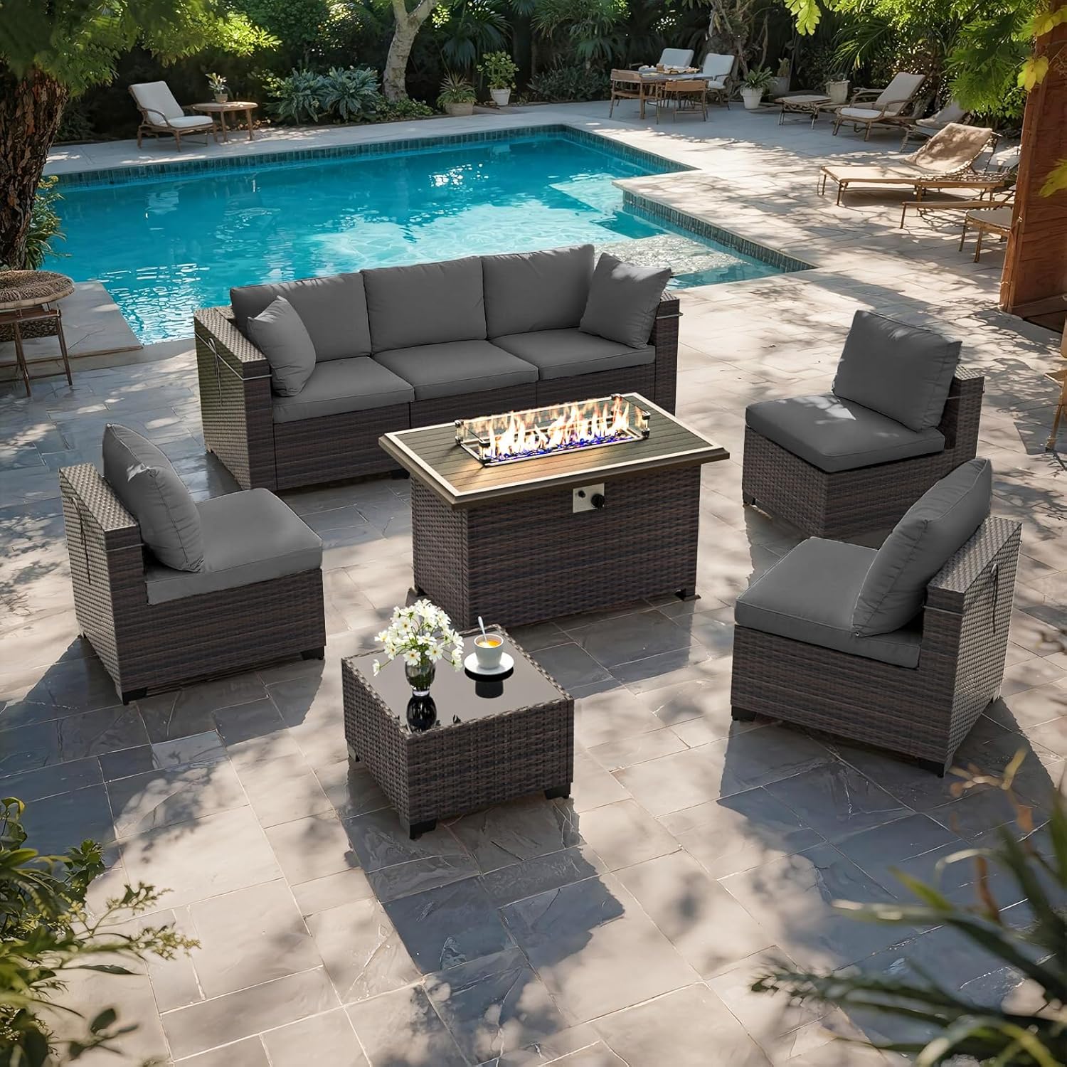 Set di Mobili da Giardino con  - Outdoor Furniture Set With Fire Pit recensione e prezzo